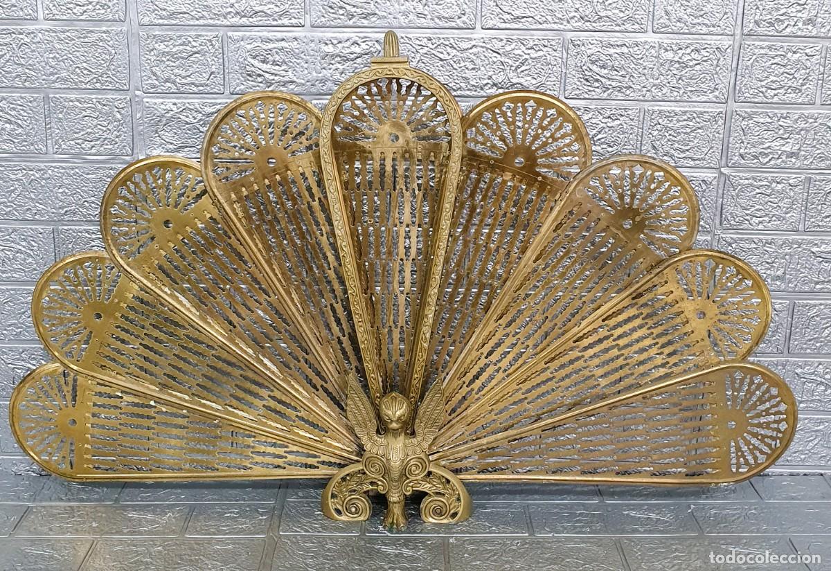 Antig&uuml;edades: Pantalla chispero chimenea de bronce - Foto 1