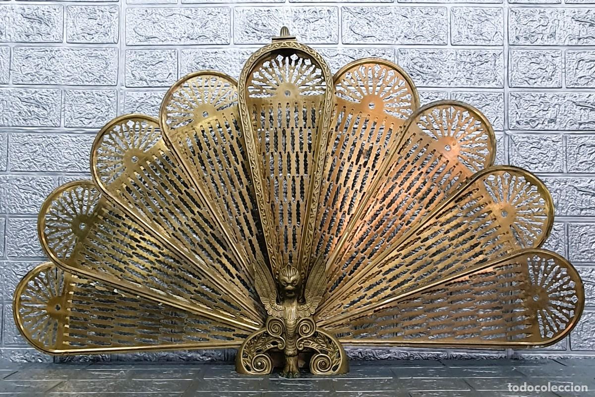 Antig&uuml;edades: Pantalla chispero chimenea de bronce - Foto 4