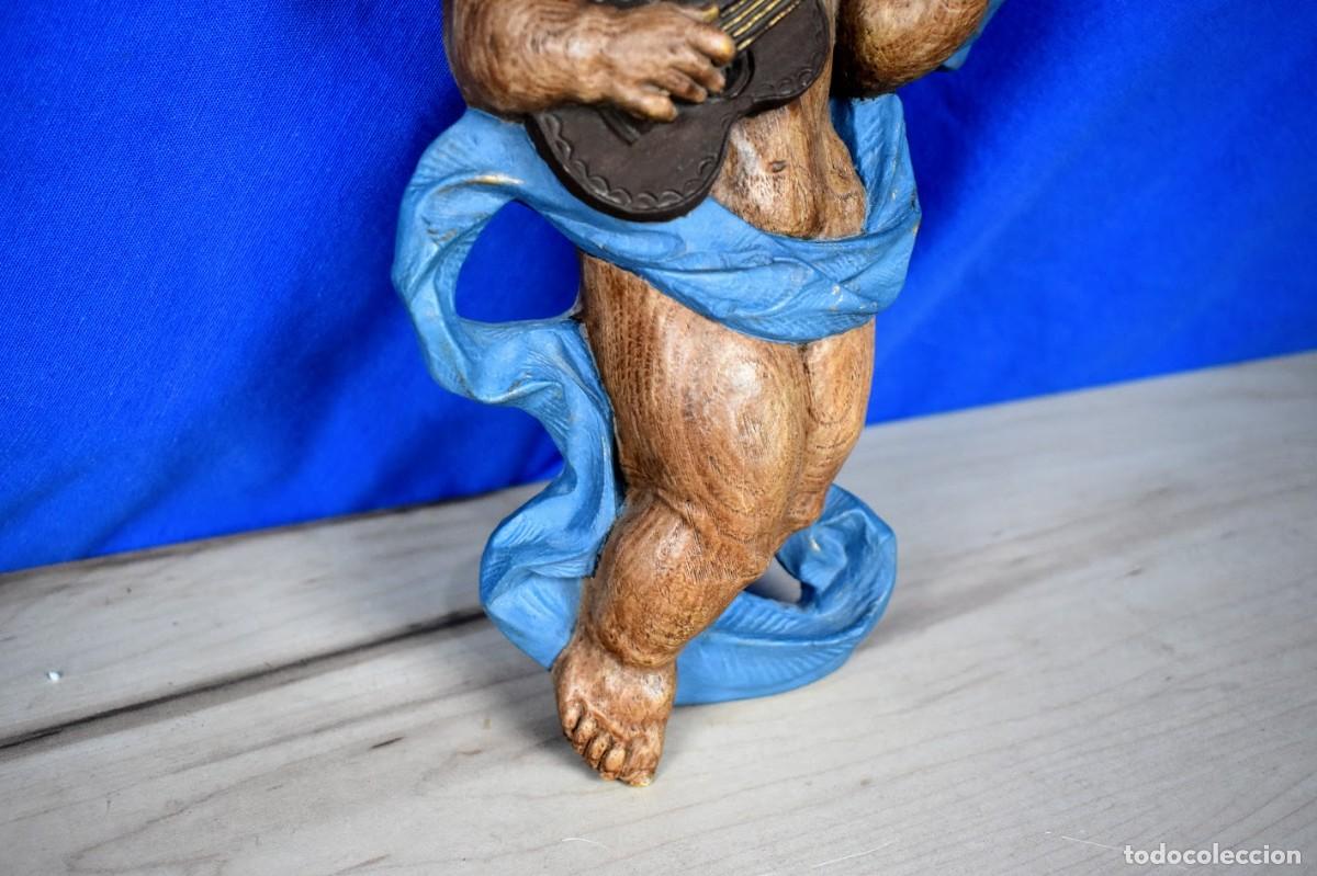 Antig&uuml;edades: Antiguo Angelito Querub&iacute;n en madera de balsa - Foto 4