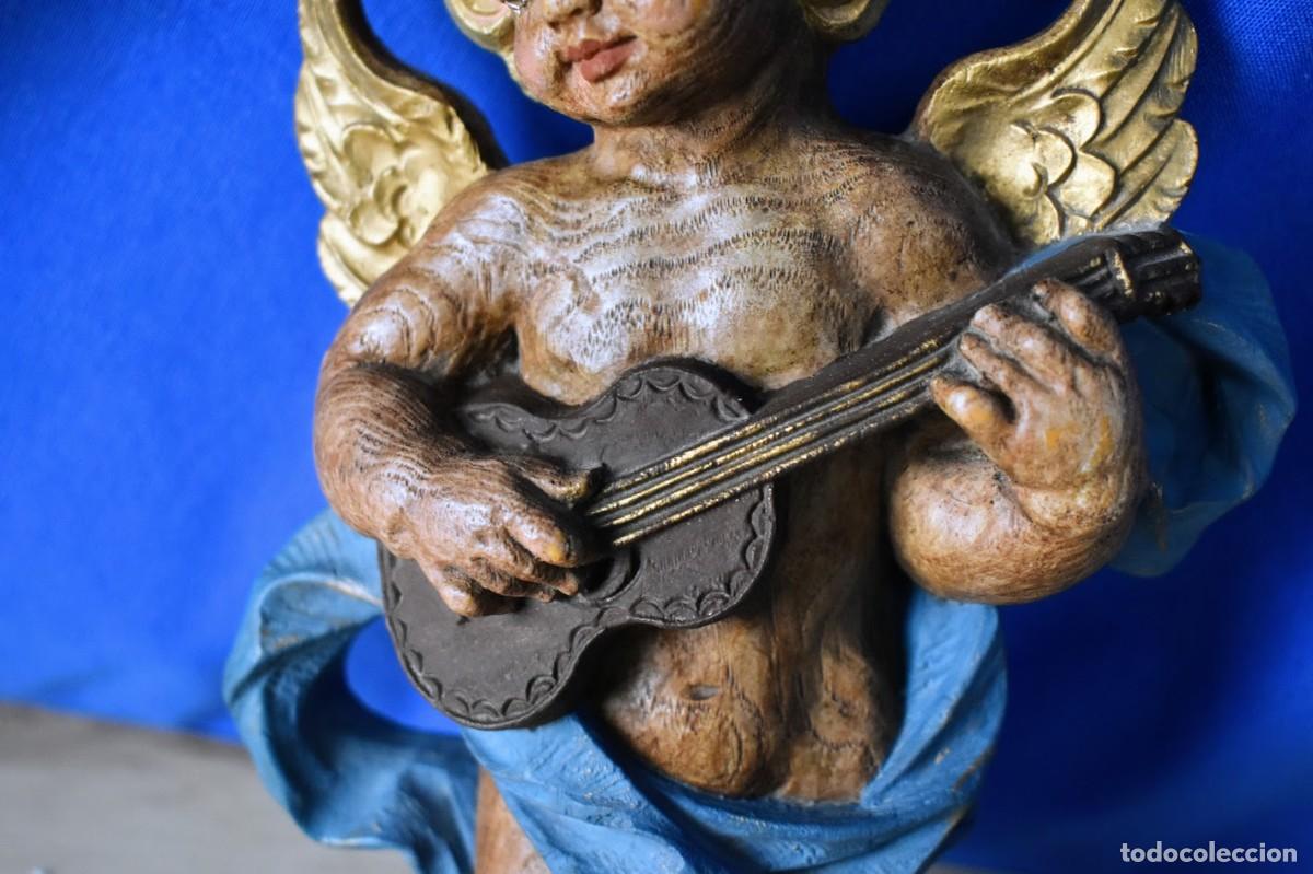 Antig&uuml;edades: Antiguo Angelito Querub&iacute;n en madera de balsa - Foto 7