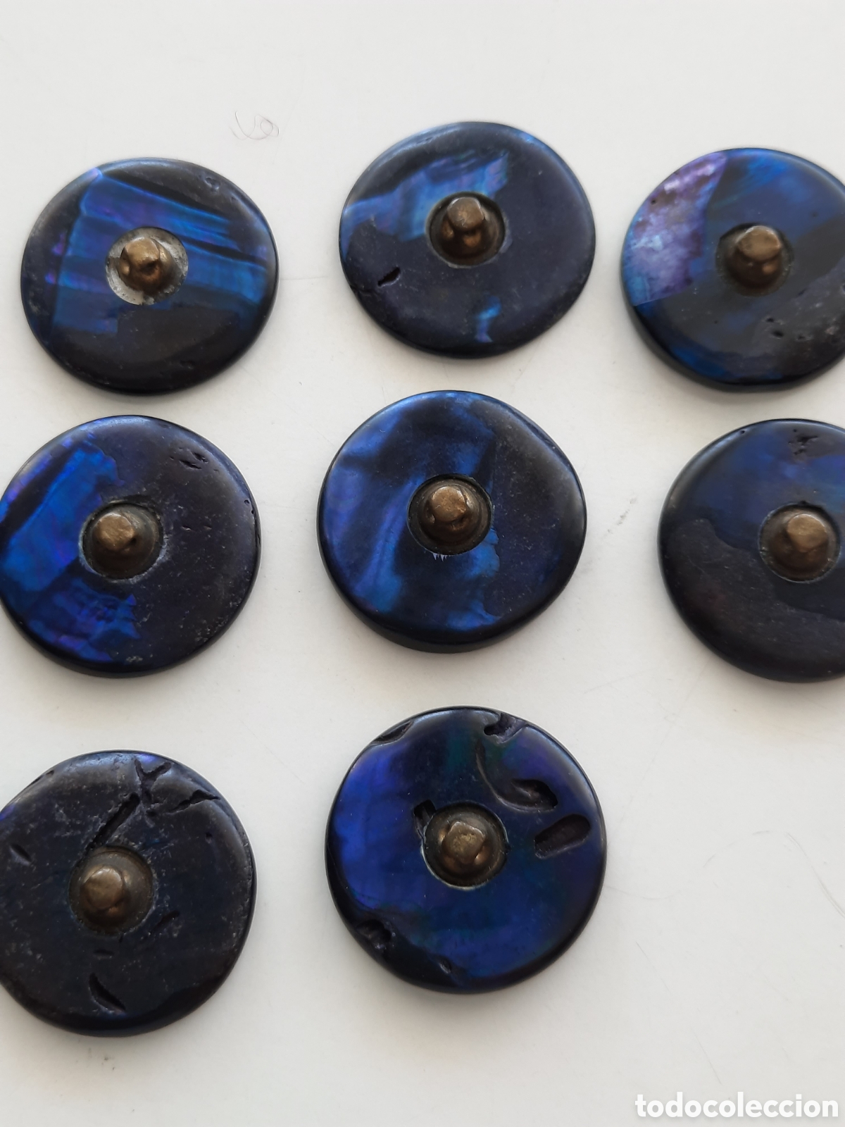 Antig&uuml;edades: 8 botones antiguos en azul tornasolado - Foto 3