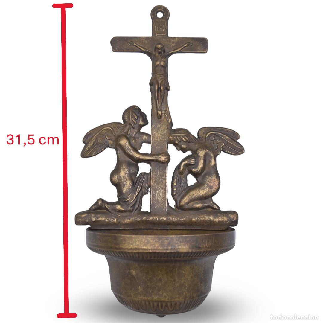 Antig&uuml;edades: Benditera de bronce / lat&oacute;n de gran tama&ntilde;o - Foto 1