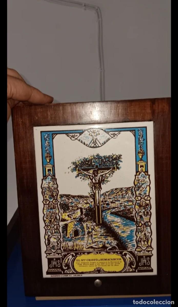 Antig&uuml;edades: Cuadro azulejo religioso antiguo vintage