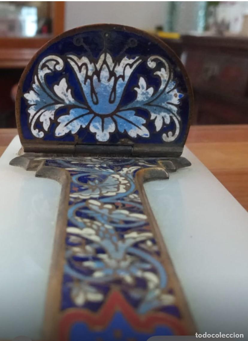 Antig&uuml;edades: ANTIGUA BENDITERA FRANCESA EN ONIX Y ESMALTE - Foto 4