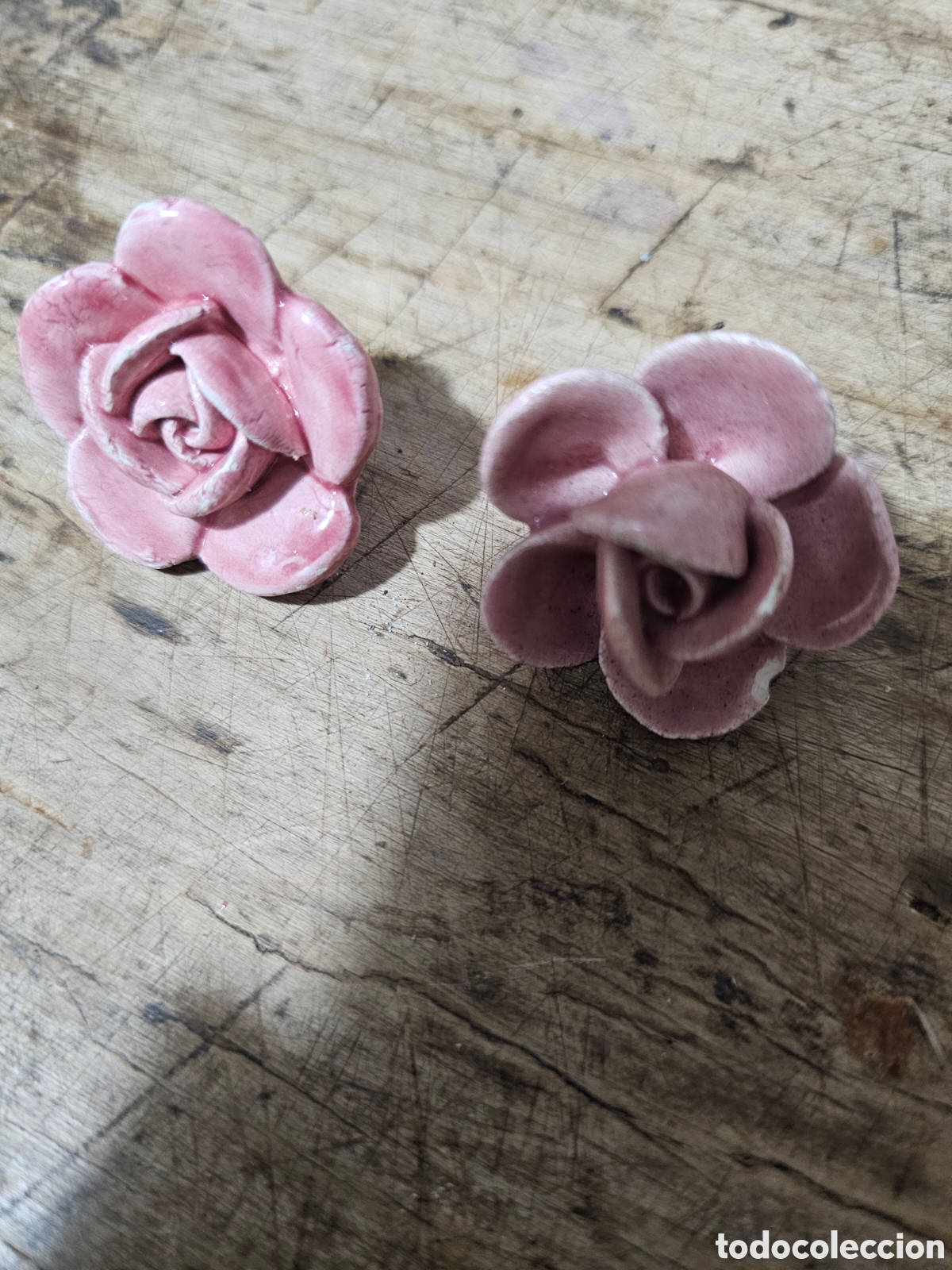 Antig&uuml;edades: Conjunto de rosas color rosa Manises - Foto 6