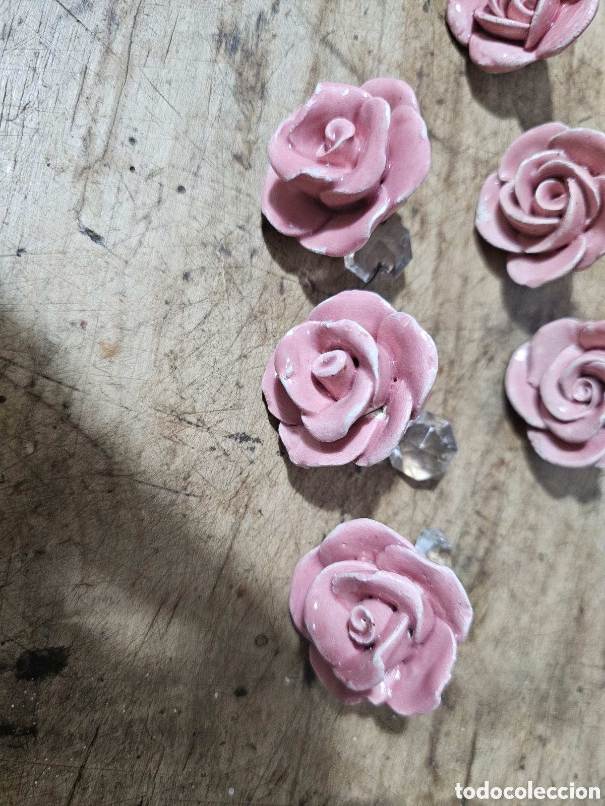 Antig&uuml;edades: Conjunto de rosas color rosa Manises - Foto 7