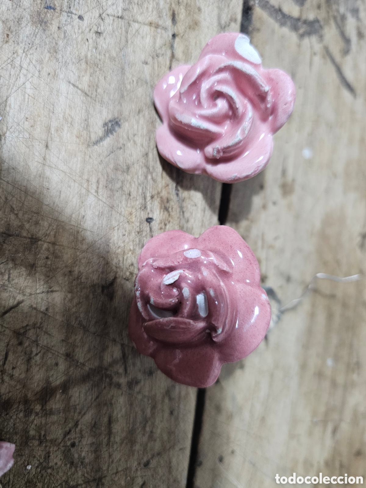 Antig&uuml;edades: Conjunto de rosas color rosa Manises - Foto 9