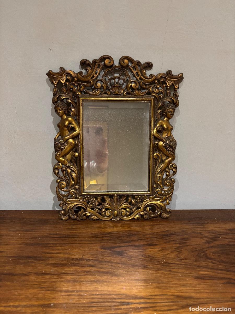 Antig&uuml;edades: Espejo de bronce con un toque dorado. - Foto 1