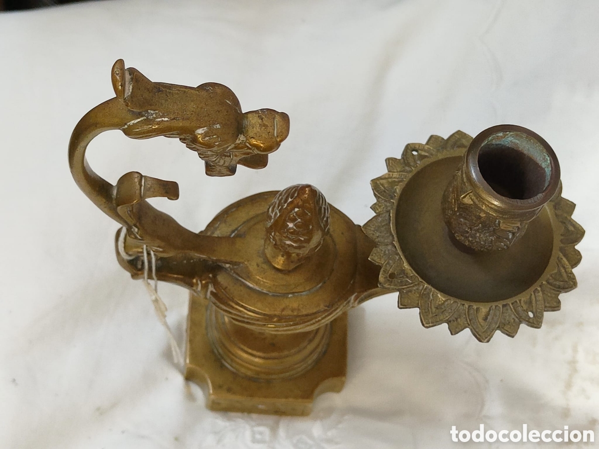 Antig&uuml;edades: Pareja de candeleros aladino - Foto 3