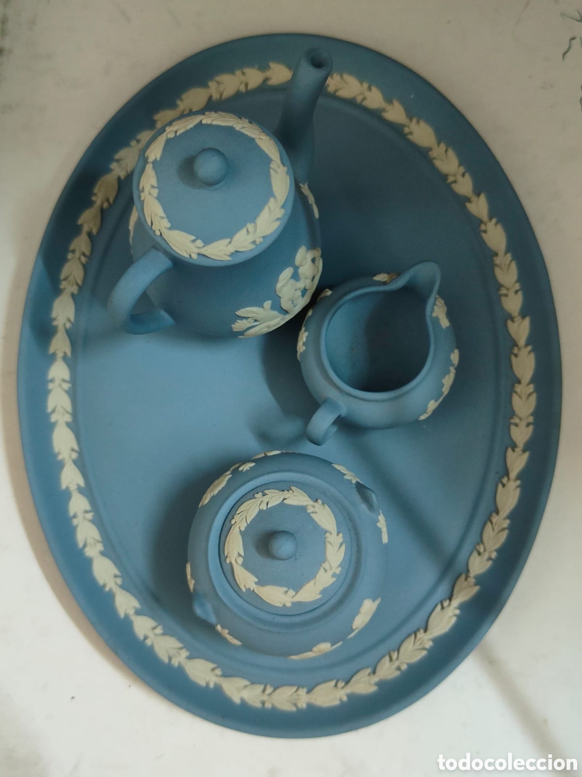 Antig&uuml;edades: Juego de t&eacute; azul miniatura - Foto 2