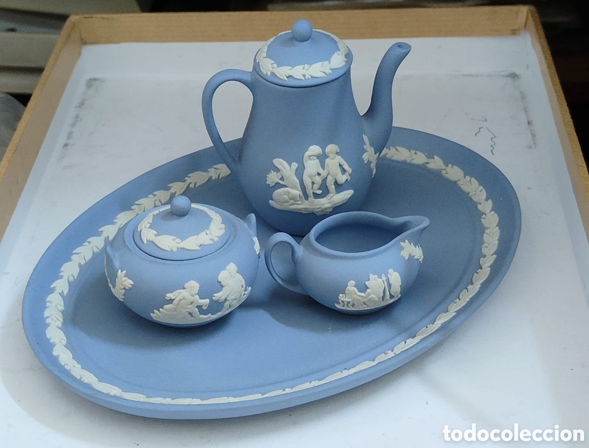 Antig&uuml;edades: Juego de t&eacute; azul miniatura - Foto 1