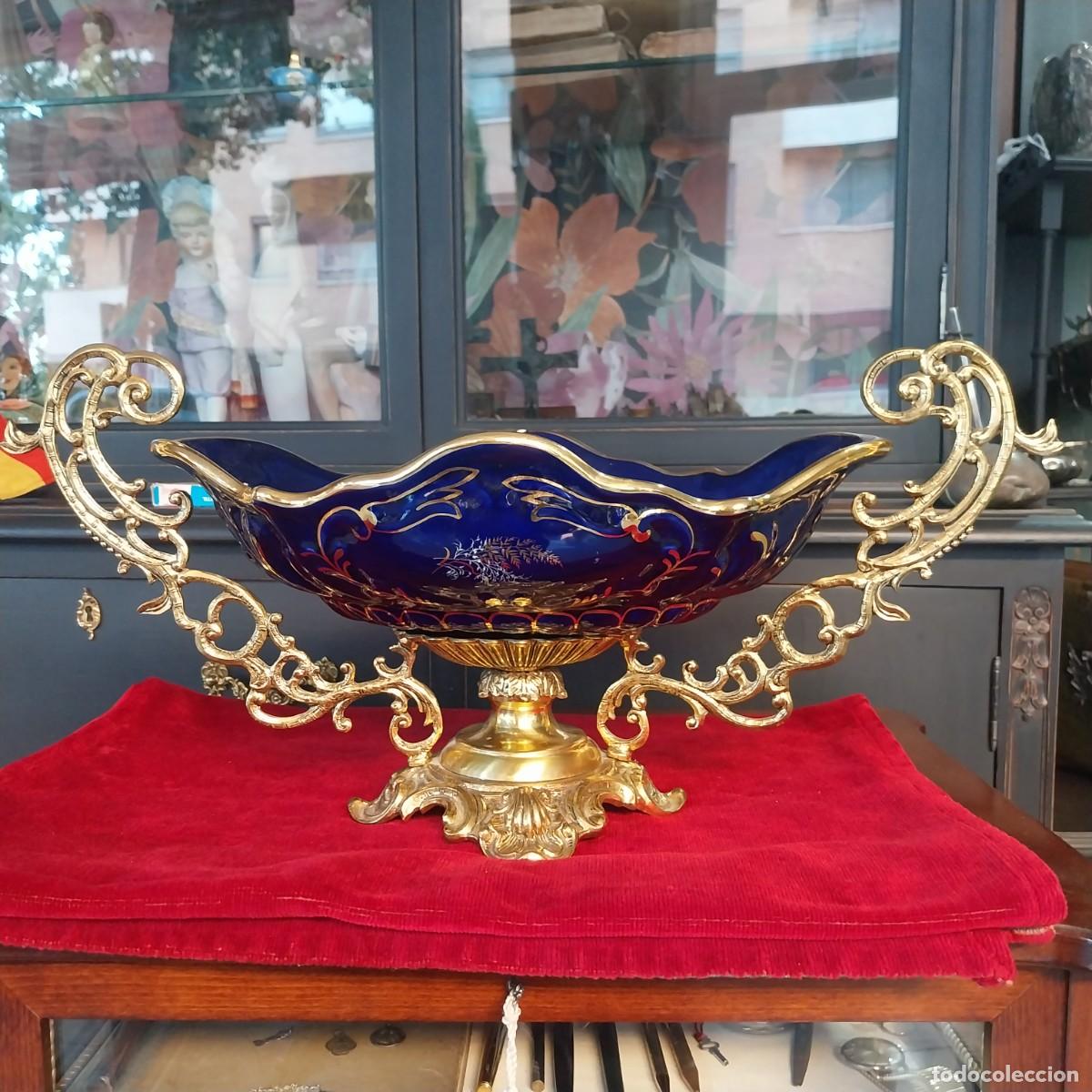 Antig&uuml;edades: Centro de mesa bronce y cobalto. - Foto 3