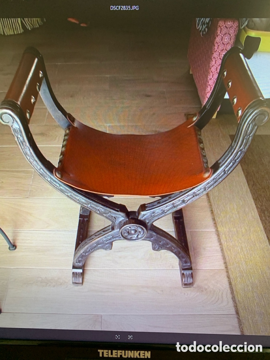 Antig&uuml;edades: Silla jamuga cuero liso - Foto 1