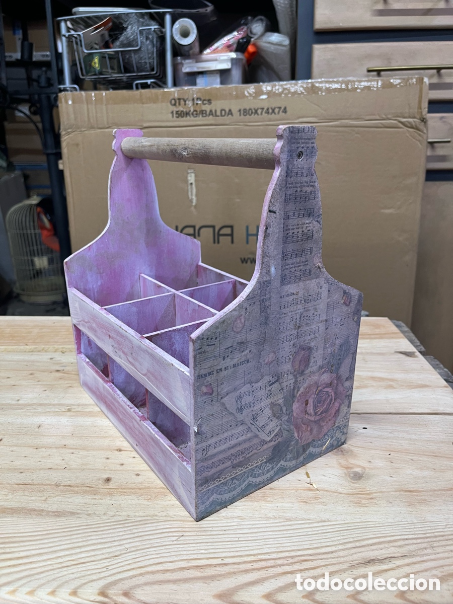Antig&uuml;edades: Botellero de madera decorado - Foto 3