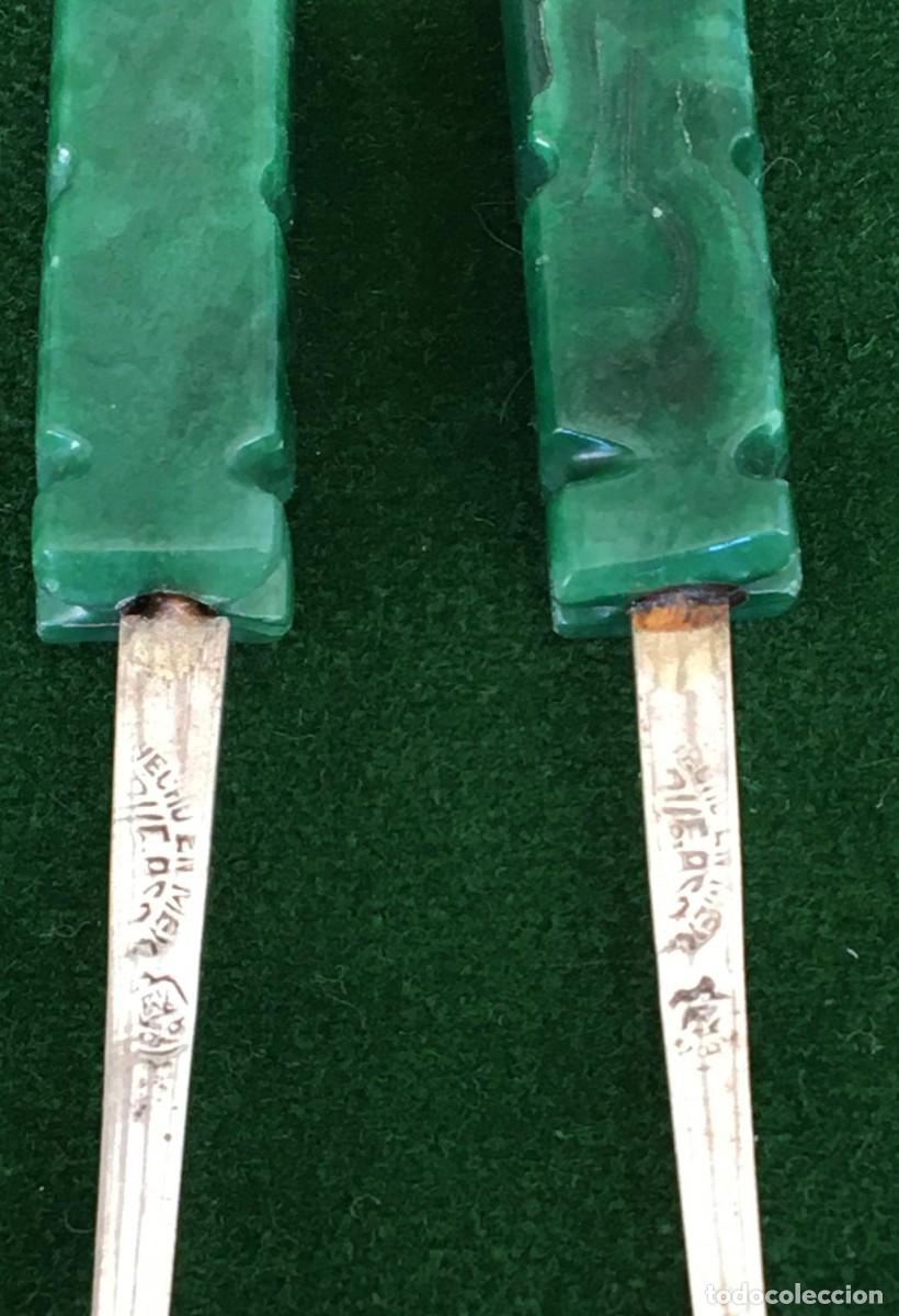 Antig&uuml;edades: Lote de 3 piezas de plata y jade de M&eacute;xico - Foto 6