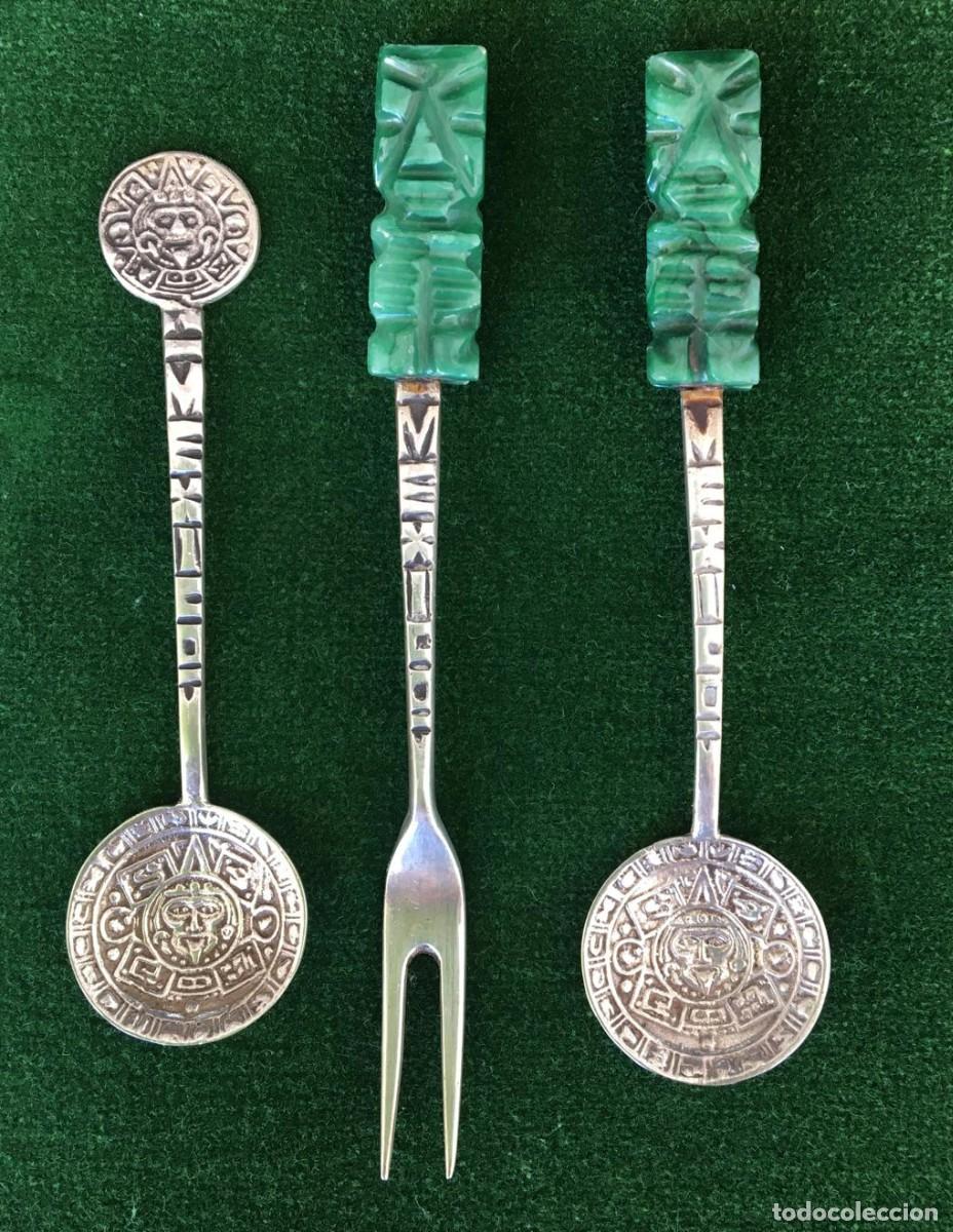 Antig&uuml;edades: Lote de 3 piezas de plata y jade de M&eacute;xico - Foto 9