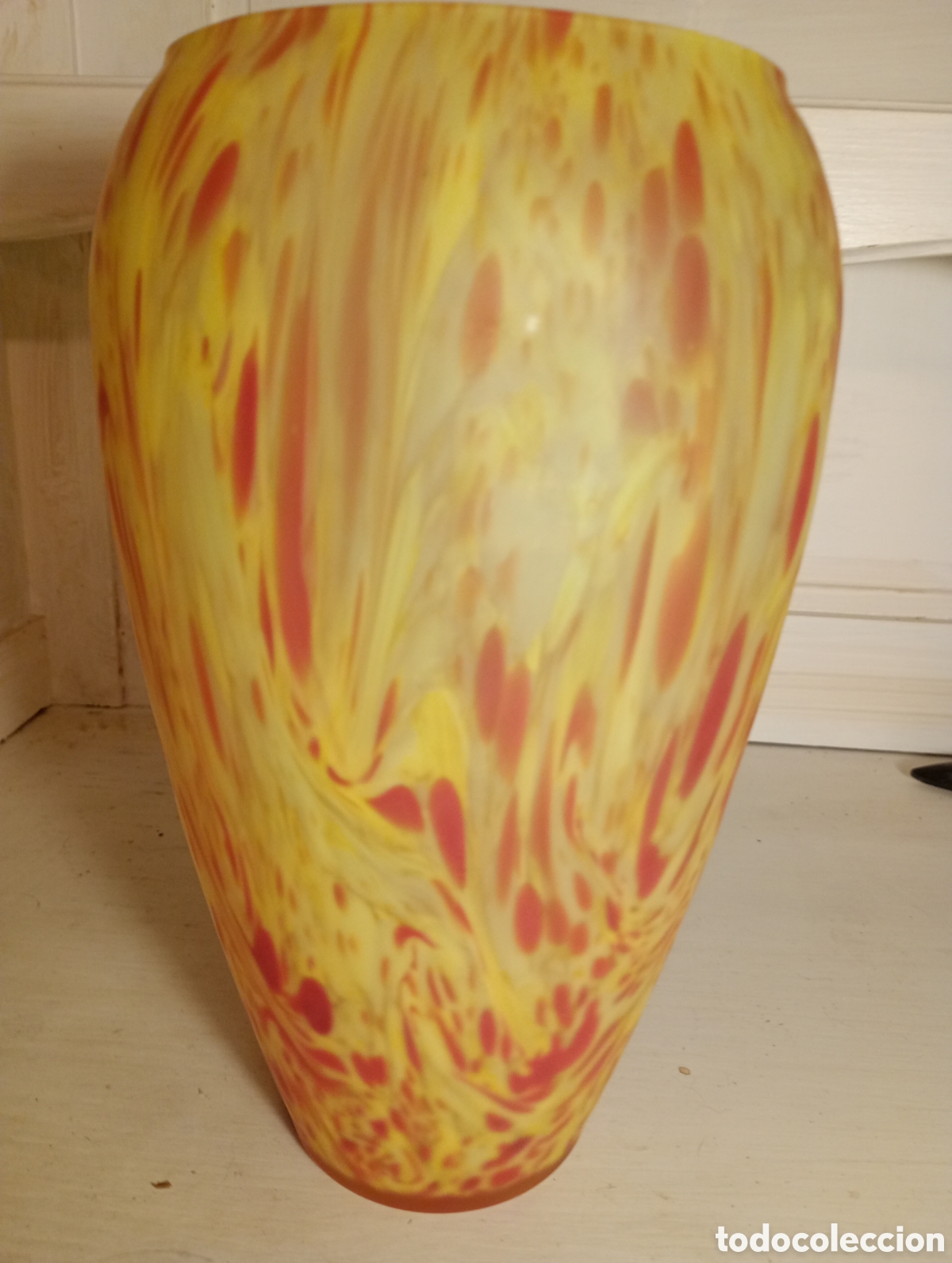 Antig&uuml;edades: Vase en verre souffl&eacute; tons jaune orange - Foto 1