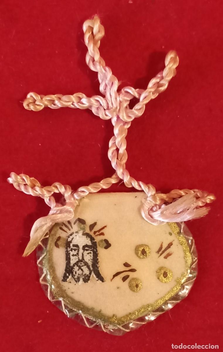 Antig&uuml;edades: ESCAPULARIO , RELICARIO ANTIGUO CON EL ROSTRO DE JESUS - Foto 1