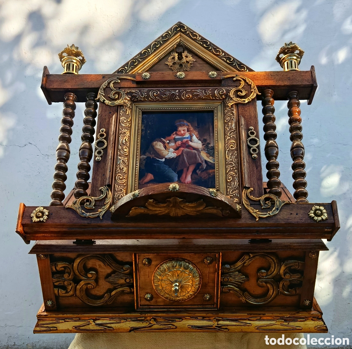 Antig&uuml;edades: Atril de mesa de madera, metal y bronce - Foto 3