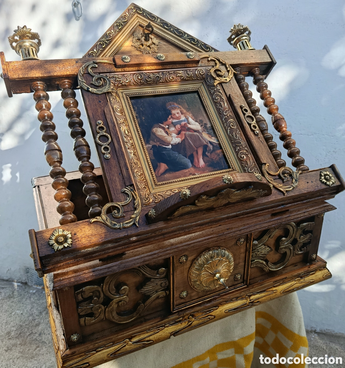 Antig&uuml;edades: Atril de mesa de madera, metal y bronce - Foto 6
