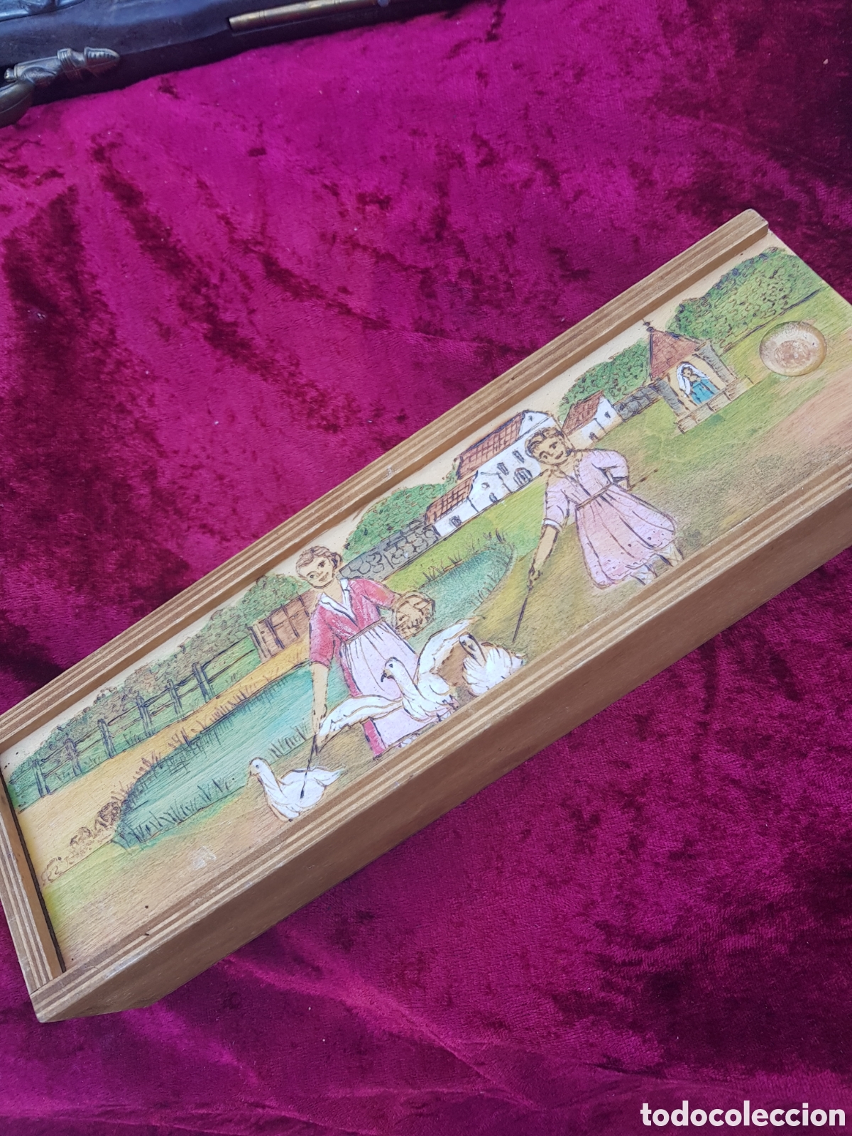 Oggetti Antichi: ANTIGUO PLUMIER DE MADERA A&Ntilde;OS 70.