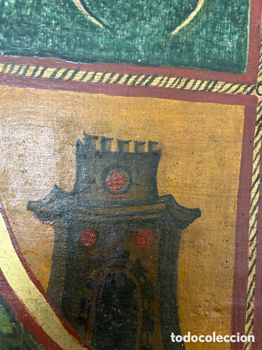 Antig&uuml;edades: Cabecero antiguo de madera pintado a mano - Foto 3