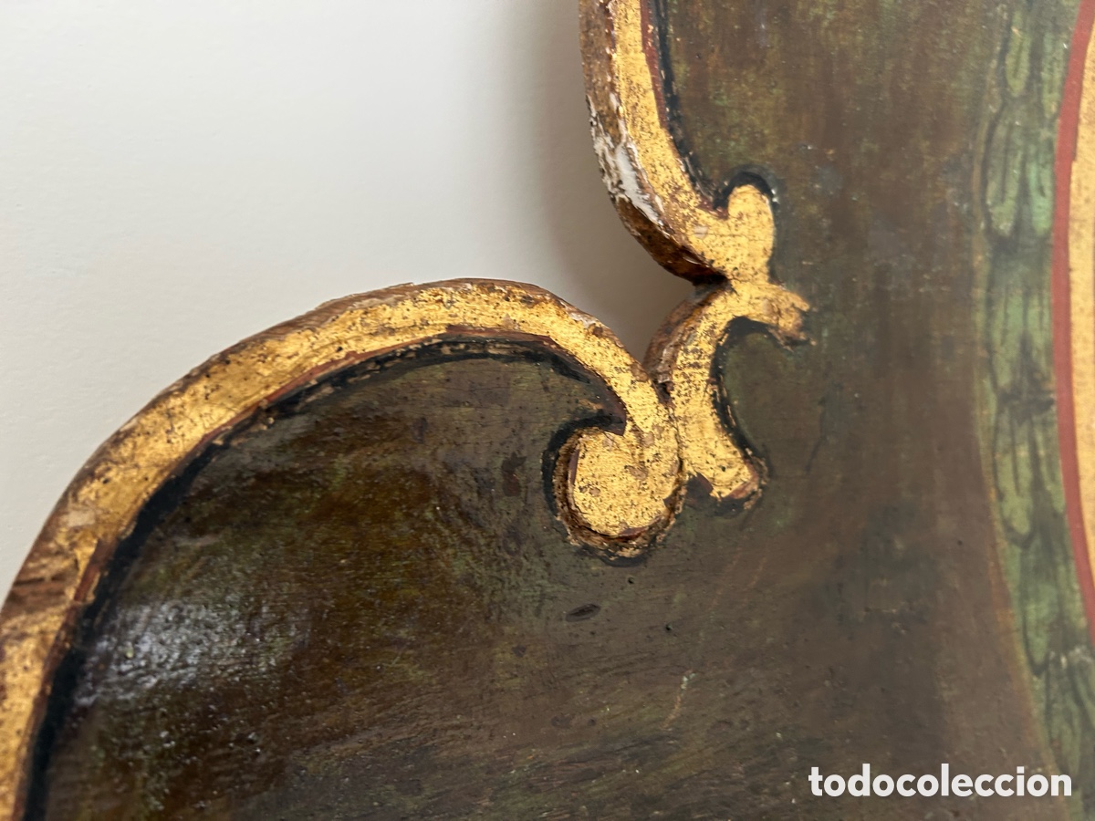 Antig&uuml;edades: Cabecero antiguo de madera pintado a mano - Foto 6