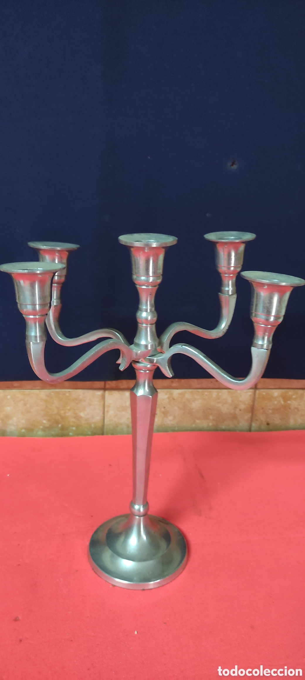 Antig&uuml;edades: Candelabro de alpaca 5 brazos - Foto 2