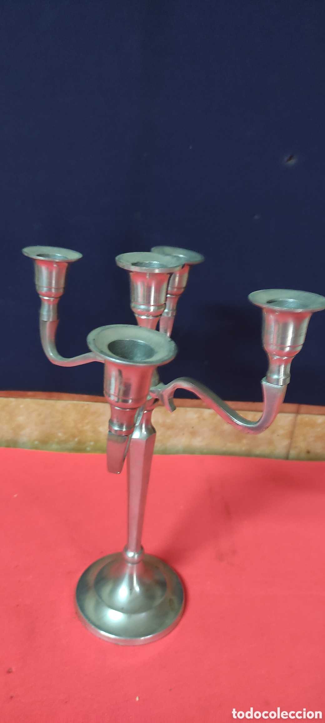 Antig&uuml;edades: Candelabro de alpaca 5 brazos - Foto 3