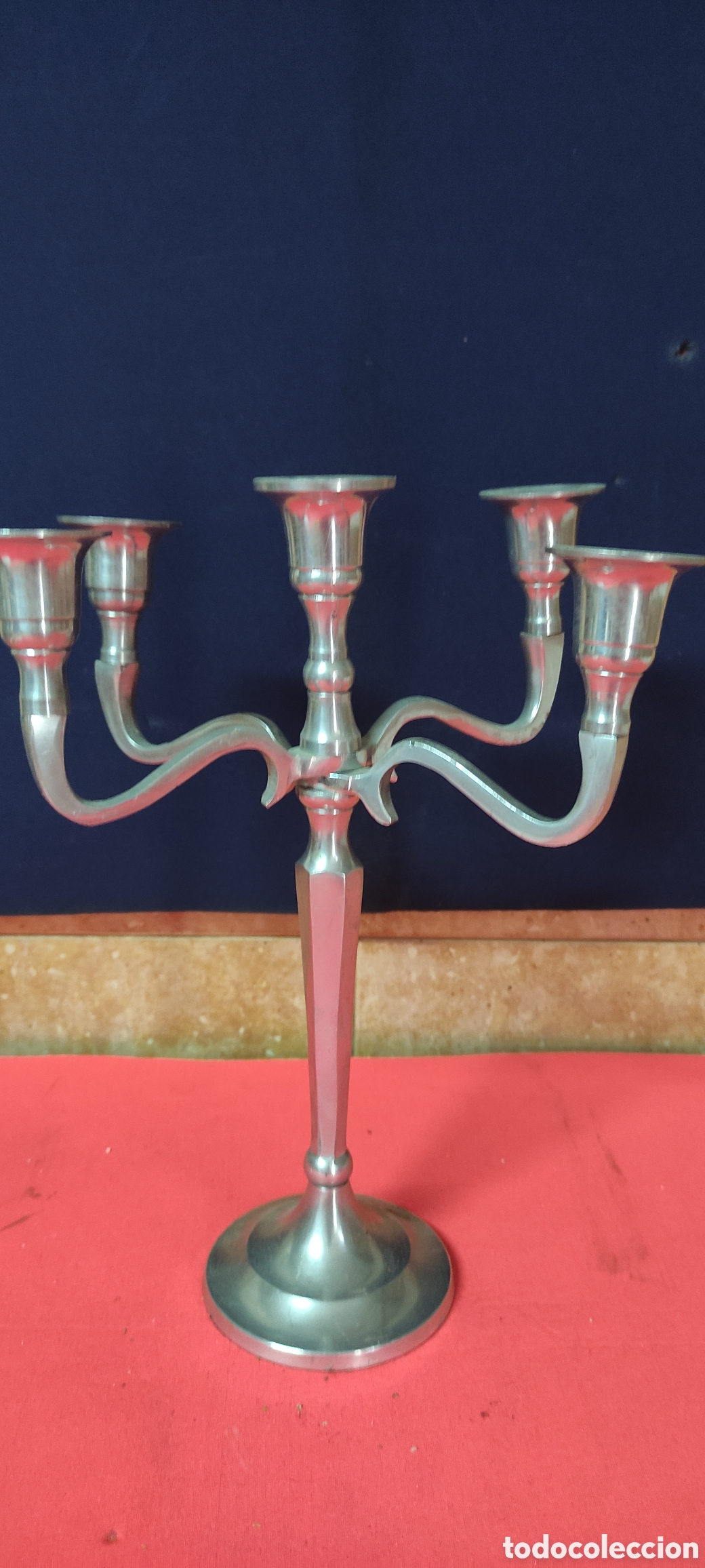 Antig&uuml;edades: Candelabro de alpaca 5 brazos - Foto 6