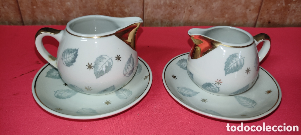 Antig&uuml;edades: Conjunto 2 lecheras de porcelana - Foto 2