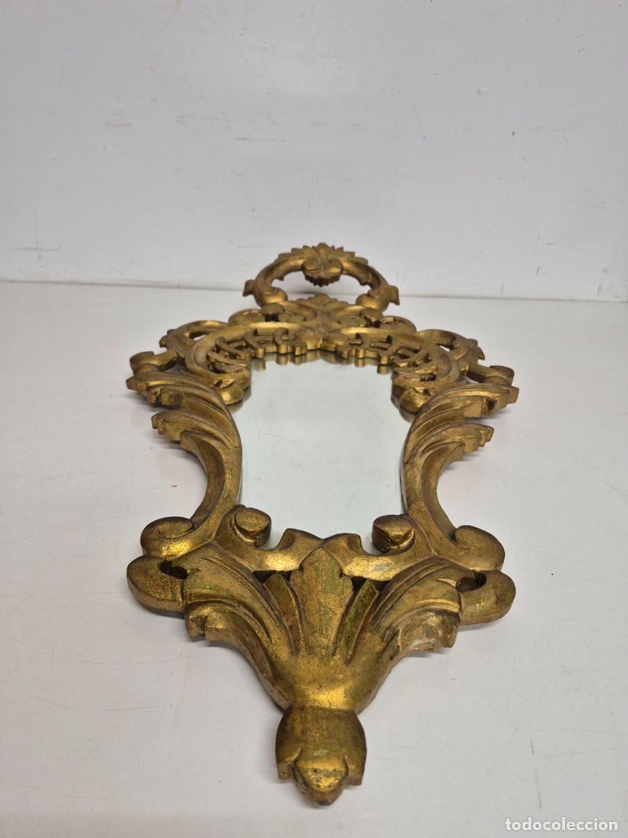 Antig&uuml;edades: Espejo Cornucopia - Talla de Madera Dorada en Pan de Oro - Foto 3