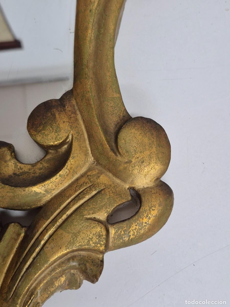 Antig&uuml;edades: Espejo Cornucopia - Talla de Madera Dorada en Pan de Oro - Foto 6