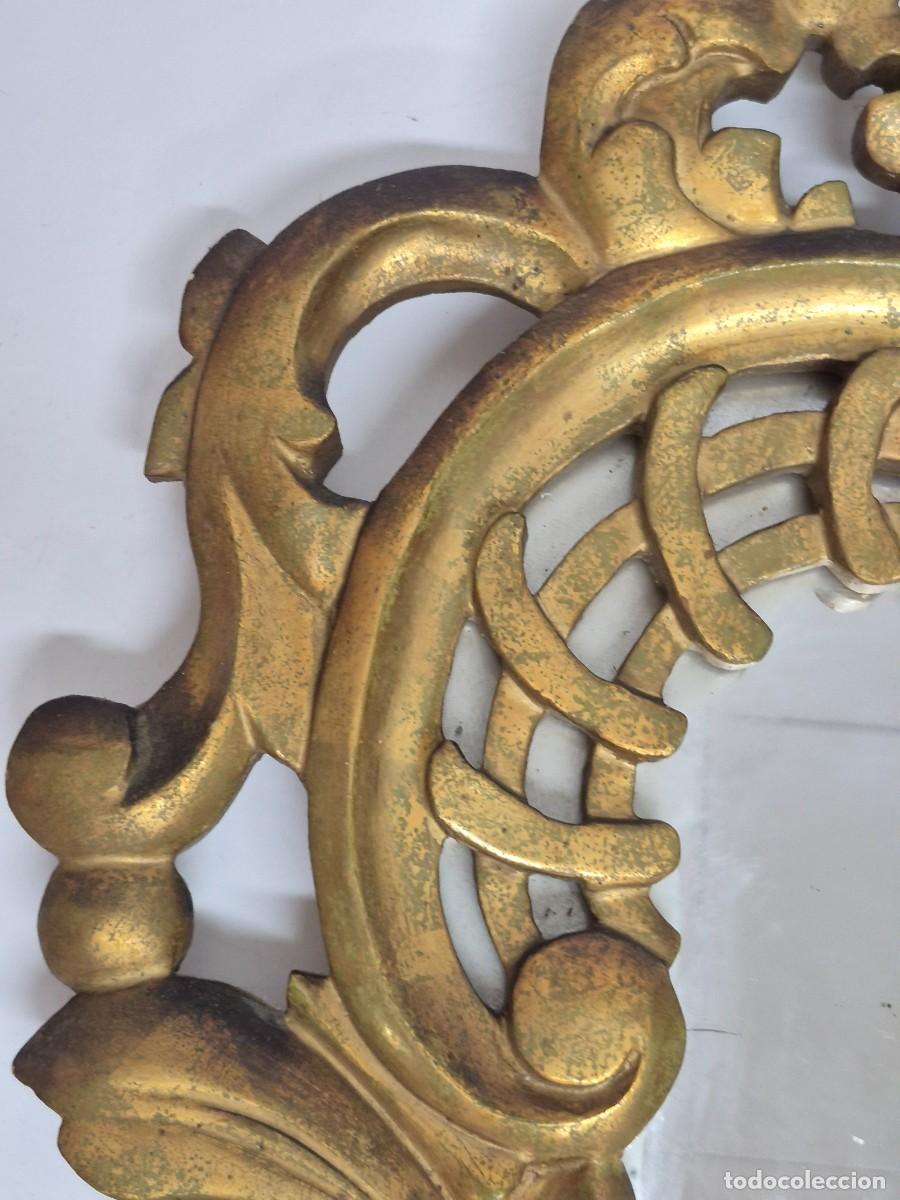Antig&uuml;edades: Espejo Cornucopia - Talla de Madera Dorada en Pan de Oro - Foto 9