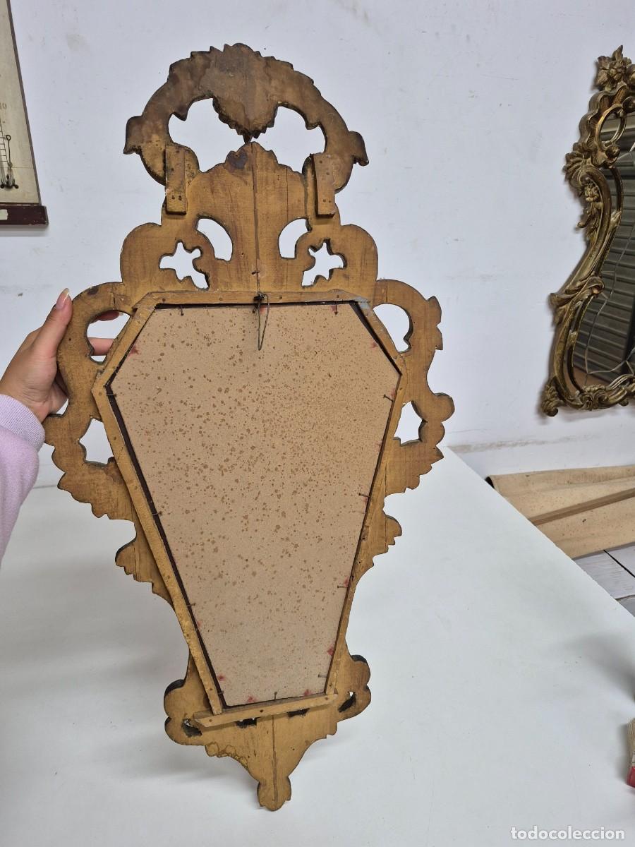 Antig&uuml;edades: Espejo Cornucopia - Talla de Madera Dorada en Pan de Oro - Foto 13