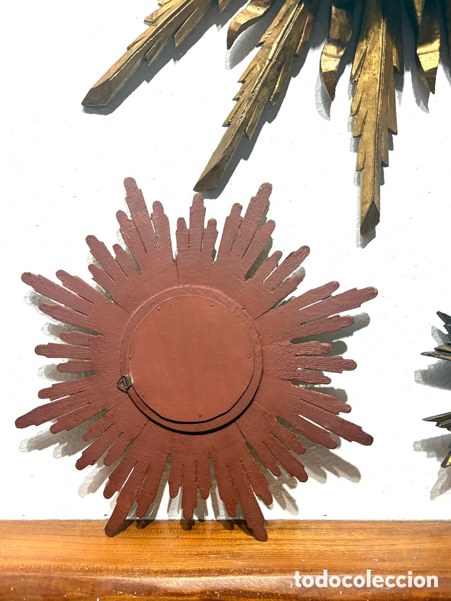 Antig&uuml;edades: ESPEJO SOL MADERA DORADA - Foto 3