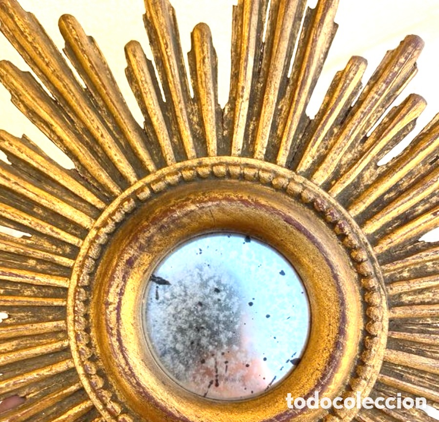 Antig&uuml;edades: ESPEJO SOL MADERA DORADA - Foto 4