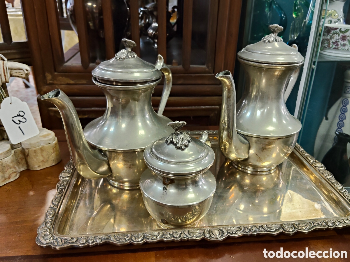 Antig&uuml;edades: Antiguo juego de caf&eacute; de alpaca - Foto 1