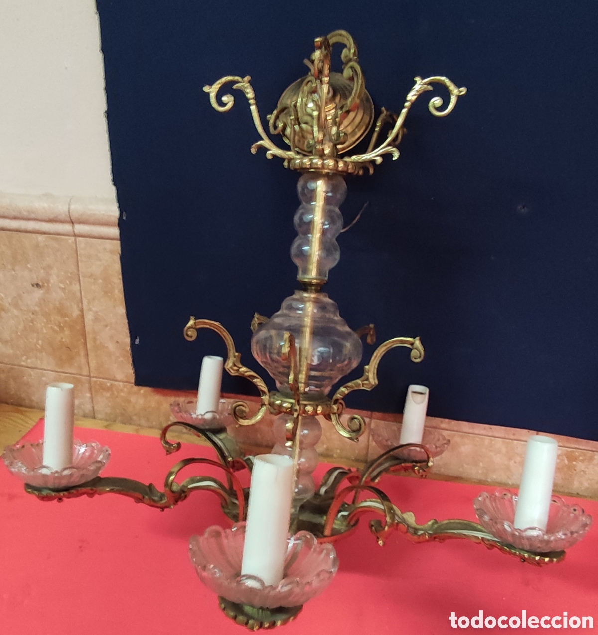Antig&uuml;edades: Antigua lampara de techo - Foto 7