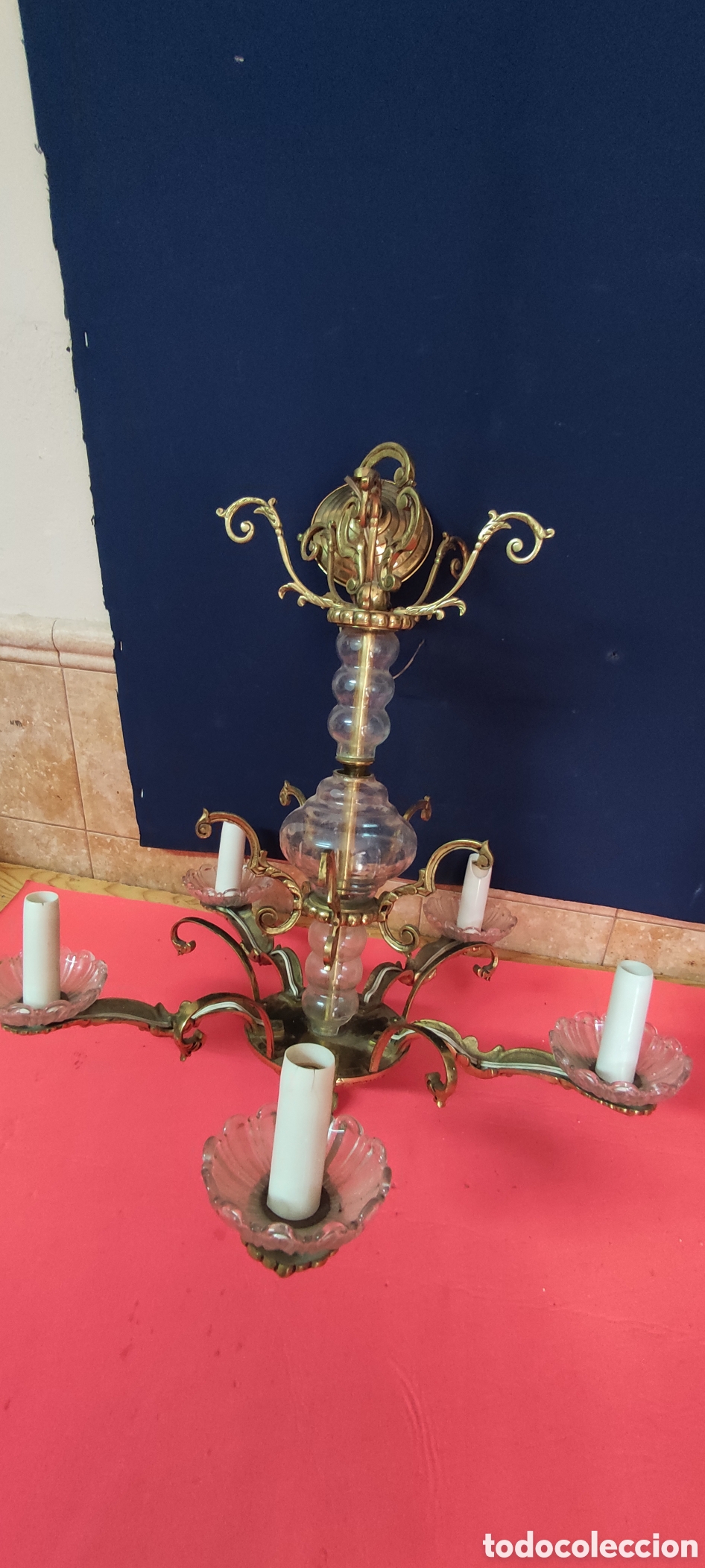 Antig&uuml;edades: Antigua lampara de techo - Foto 8