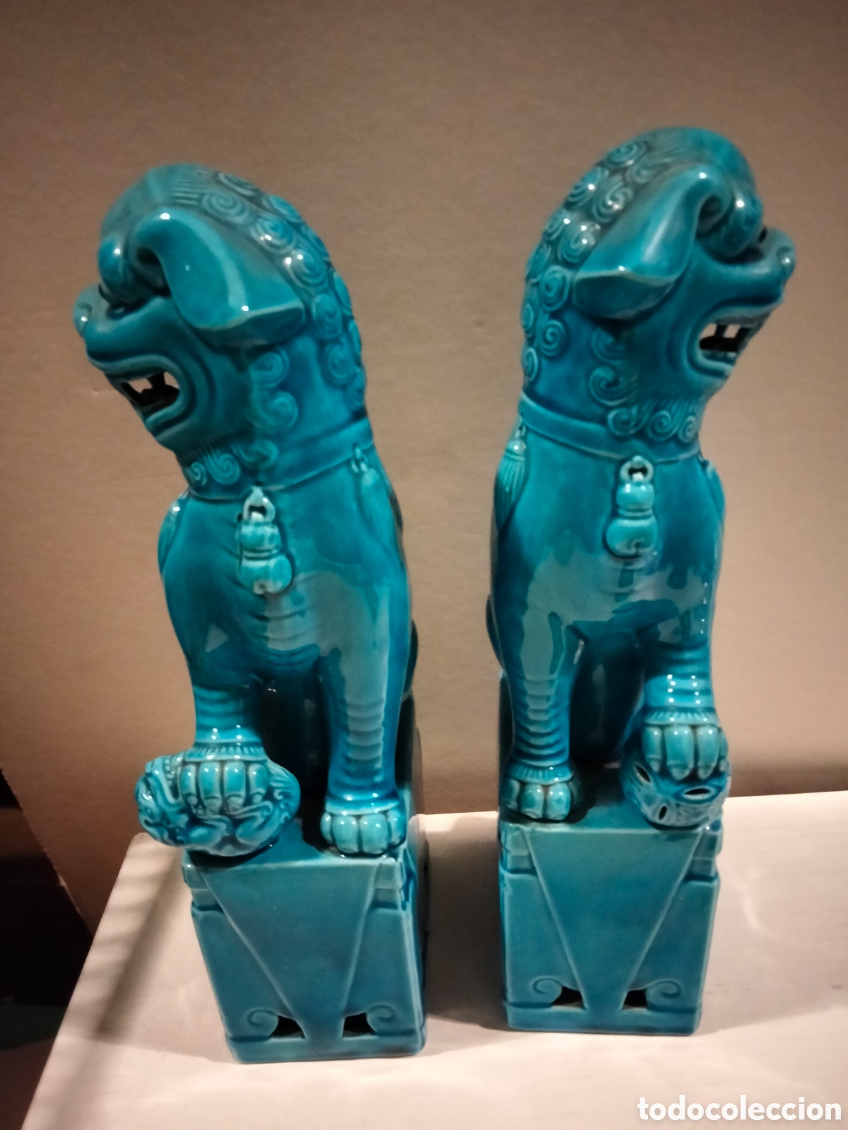 Antig&uuml;edades: Pareja de quimeras,perros foo o leones chinis - Foto 2