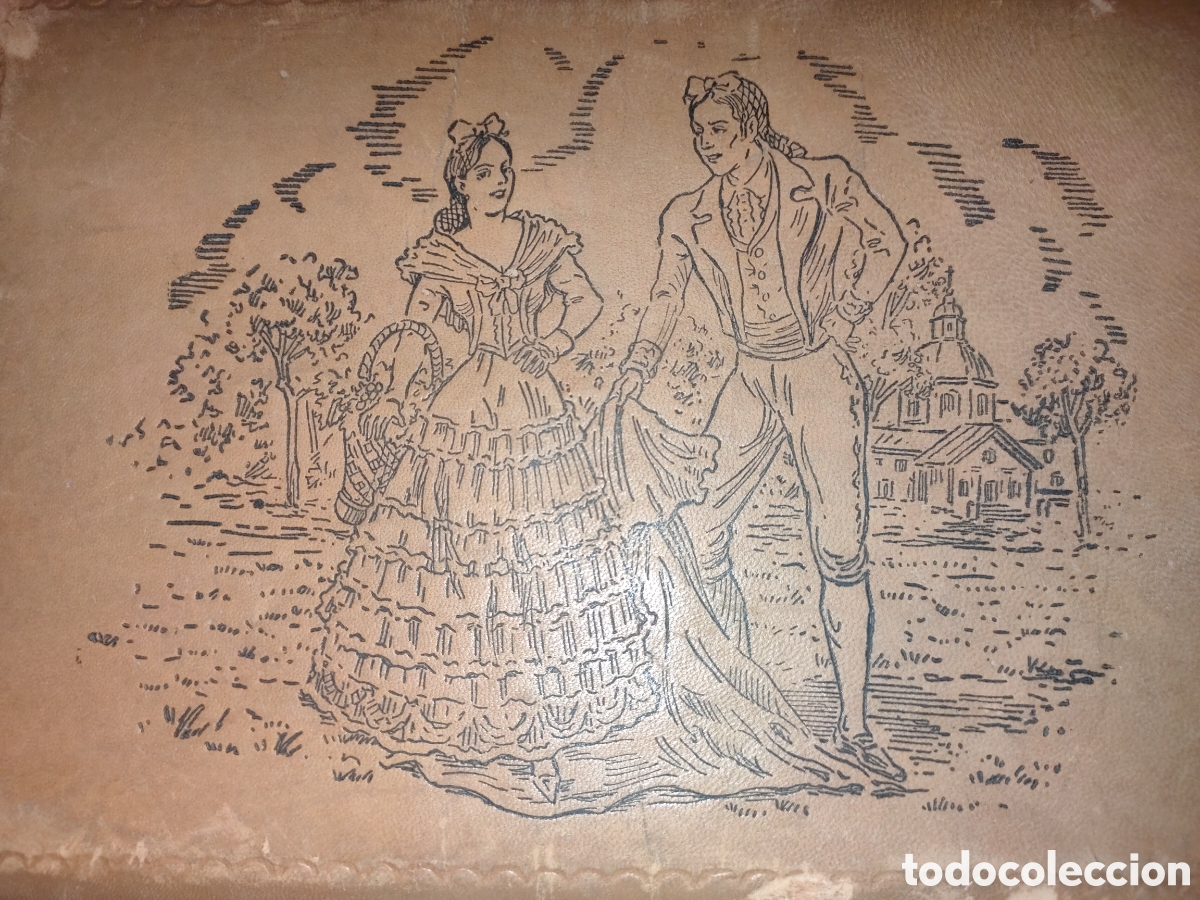 Antig&uuml;edades: Caja de madera y piel. - Foto 12