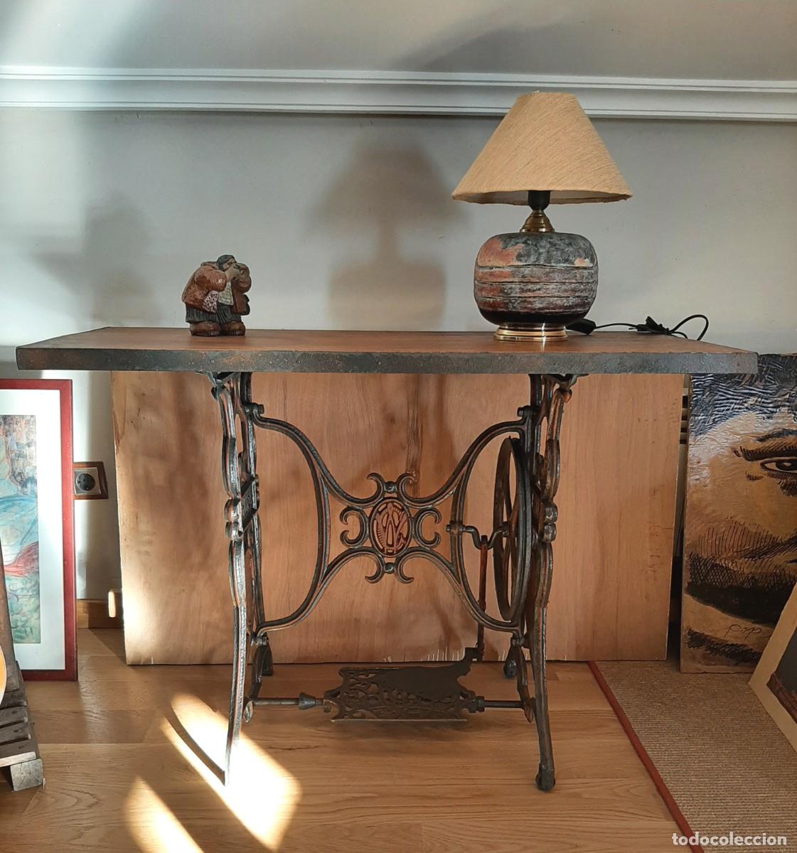 Antig&uuml;edades: Mesa hierro fundido y tablero madera macizo - Foto 8