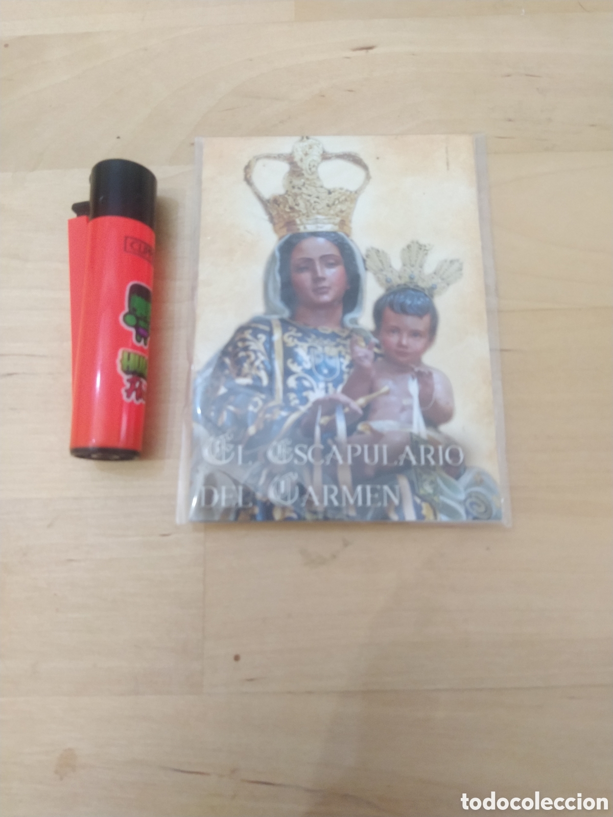 Antig&uuml;edades: ESCAPULARIO Y ESTAMPA DE LA VIRGEN DEL CARMEN - Foto 2