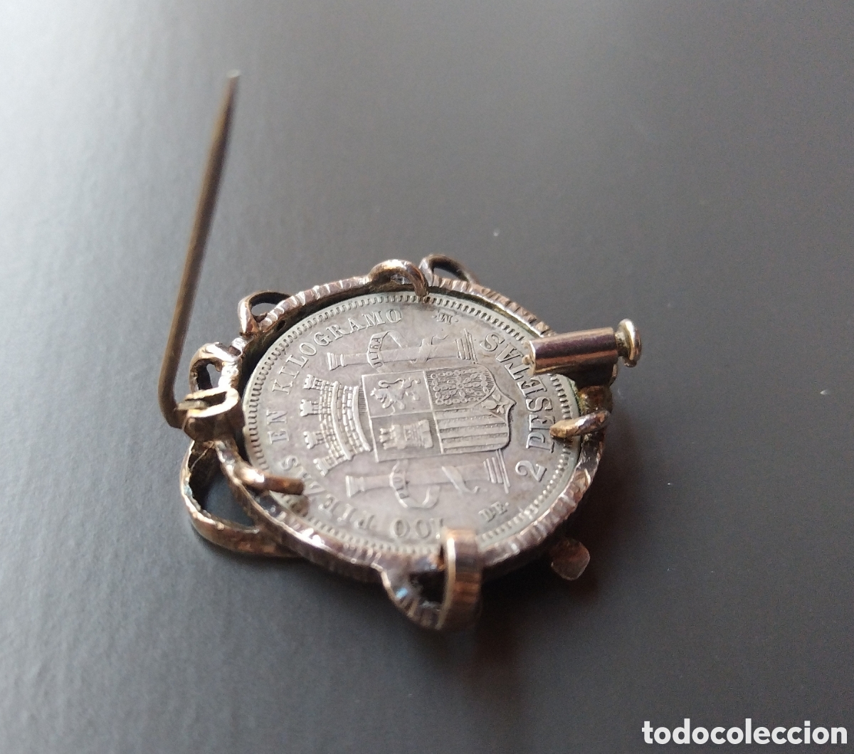 Antig&uuml;edades: Moneda de plata m&aacute;s broche de plata - Foto 3