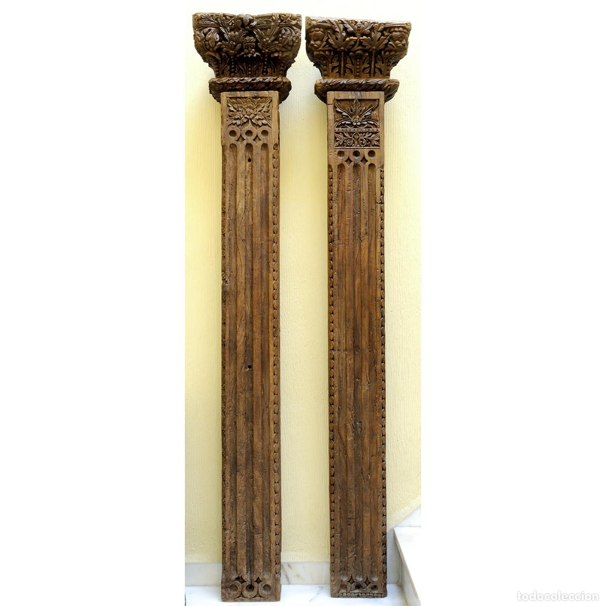 Oggetti Antichi: COLUMNAS DE MADERA CON CAPITEL