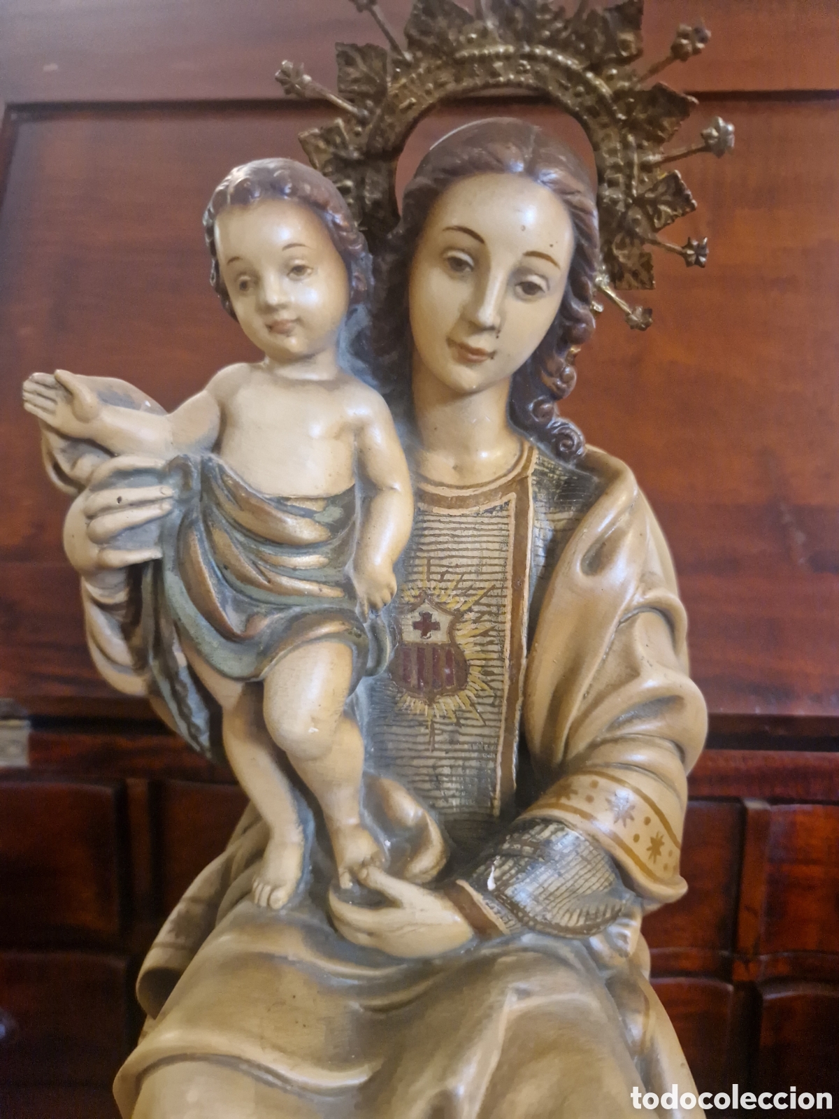 Antig&uuml;edades: Figura Virgen con ni&ntilde;o - Foto 3