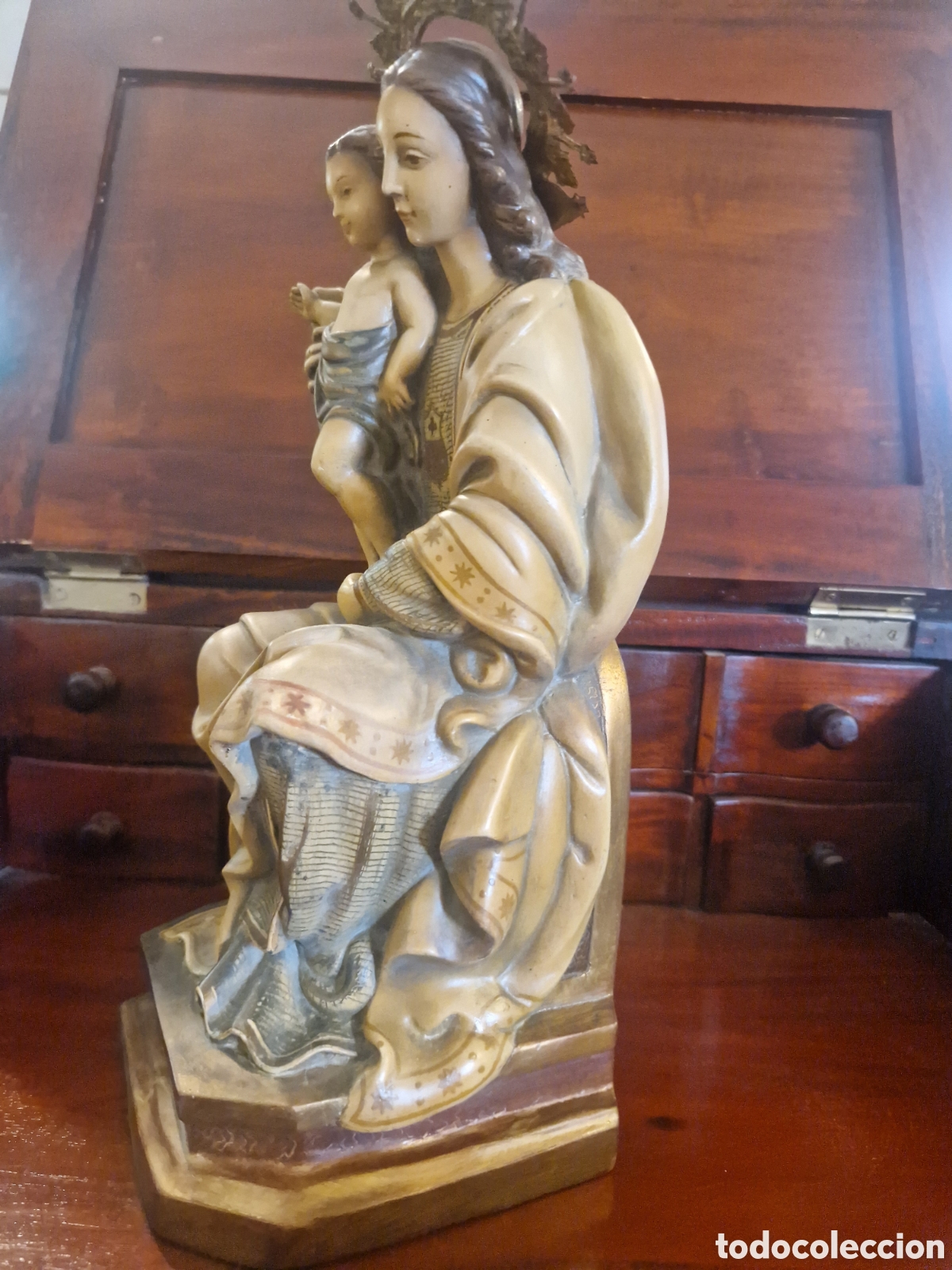 Antig&uuml;edades: Figura Virgen con ni&ntilde;o - Foto 4