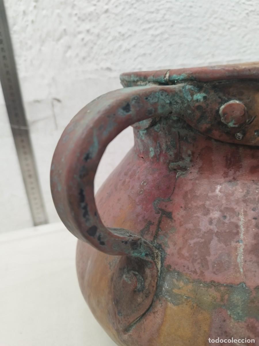Antig&uuml;edades: Antiguo gran olla de cobre o aram. - Foto 6