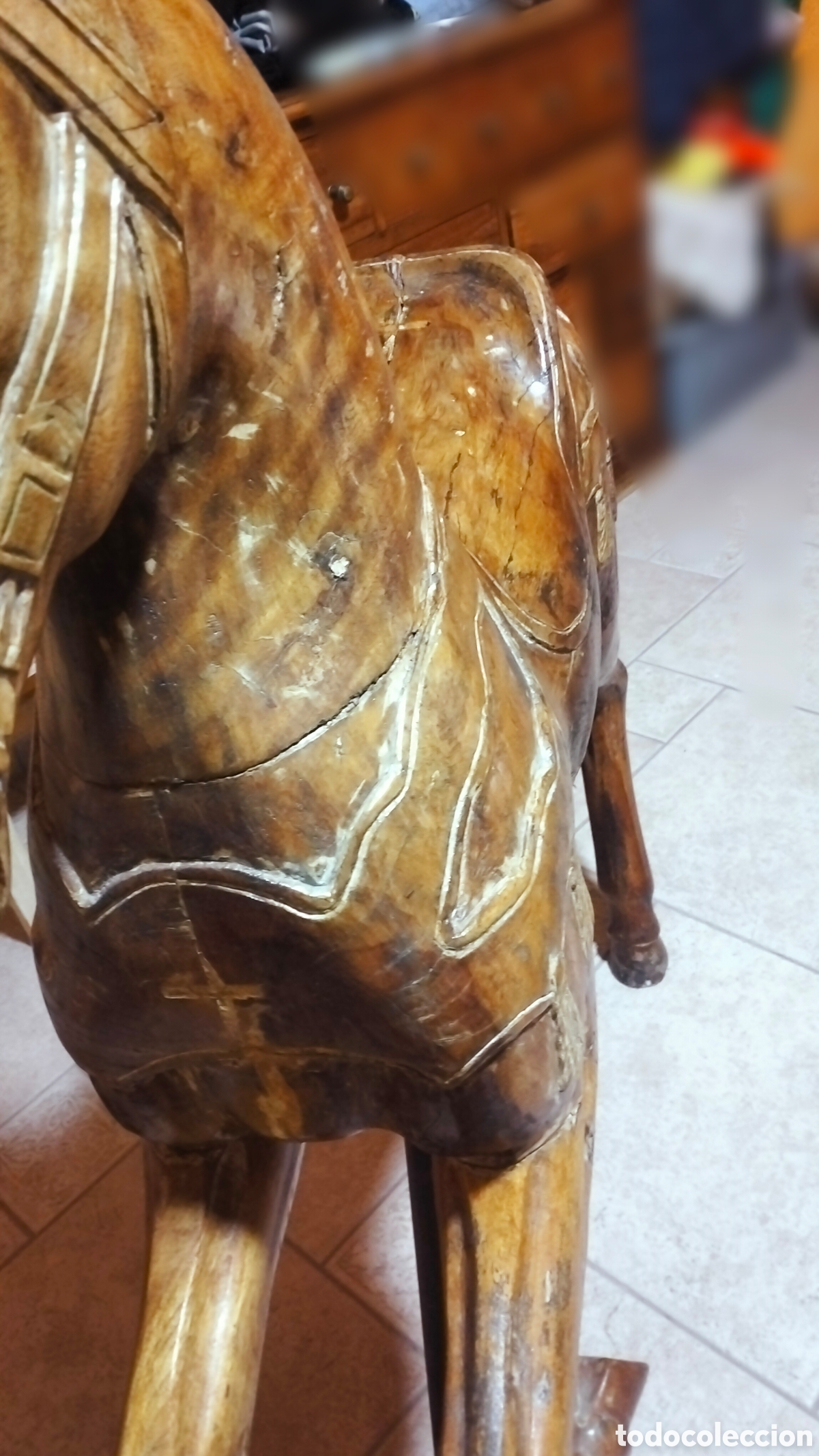 Antig&uuml;edades: Caballo de Madera de gran tama&ntilde;o - Foto 11
